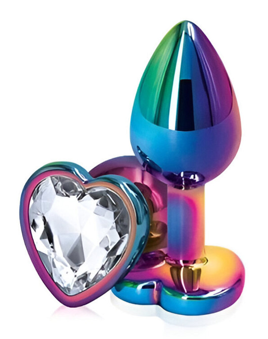 Анальна пробка з кристалом EGZO - Multicolor Heart Plug Clear size M Sex Aura Київ - фото 2
