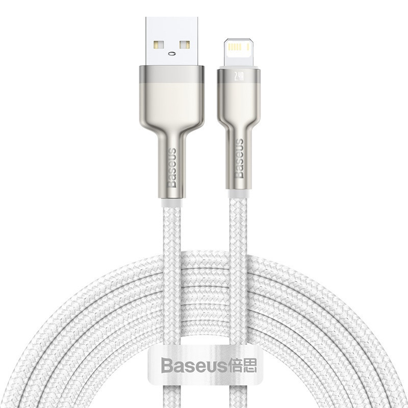Кабель Baseus Cafule Series Metal Data Cable USB to IP 2.4A 2m White Одеса - фото 1