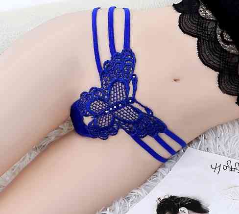 Стринги с бабочкой синие - размер 42-44, по бокам резинки Киев