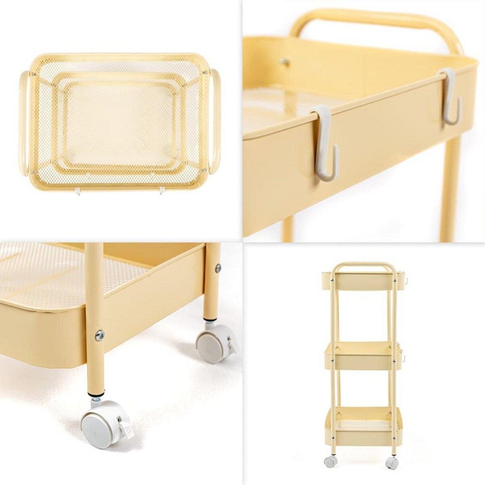 Етажерка мобільна триярусна универсальная з металу 45х30х78см Кремова SW-00002113 Київ - фото 5