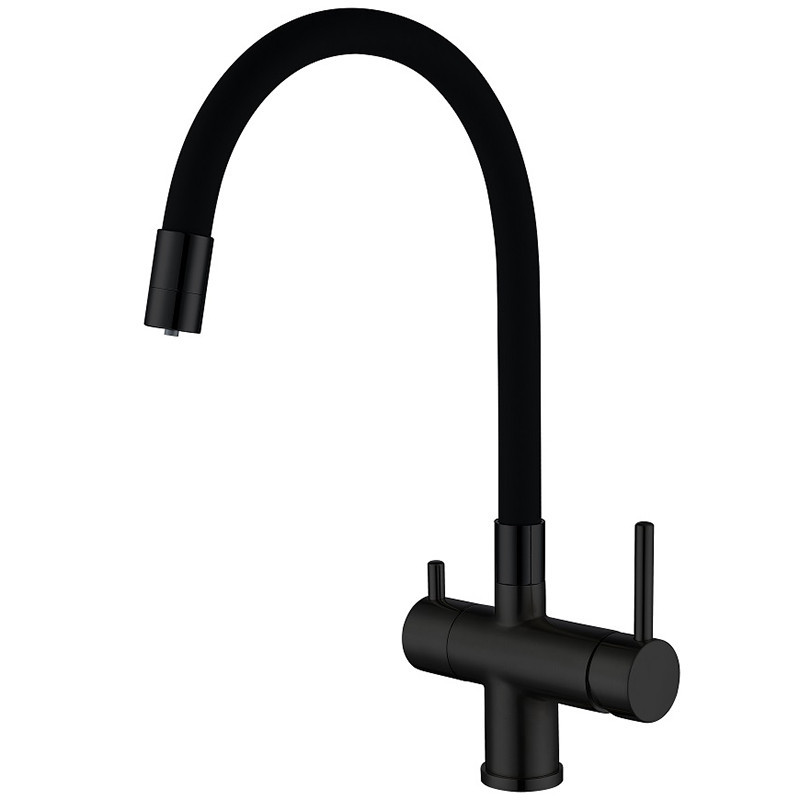 Кухонний змішувач Koer KB-72002-05 з виходом для питної води латунь чорний  (KR3384) Чернівці - фото 1