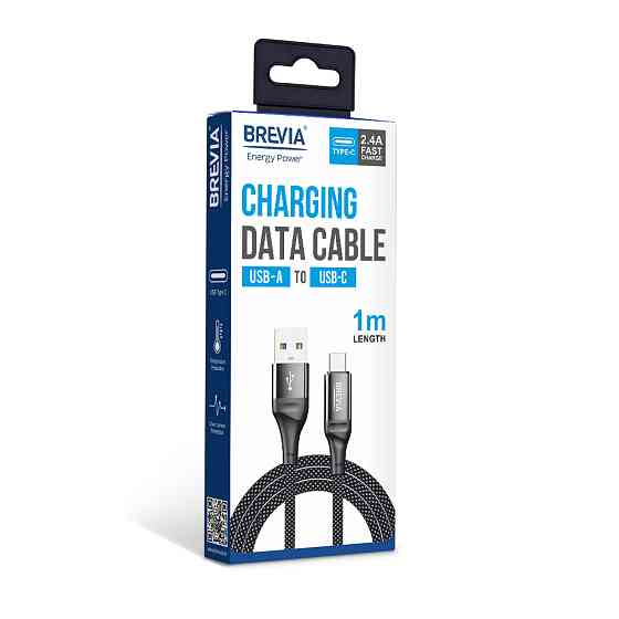 Кабель Brevia USB to Type-C 2,4А 1м, чорний box (56100BUCC1) Львів