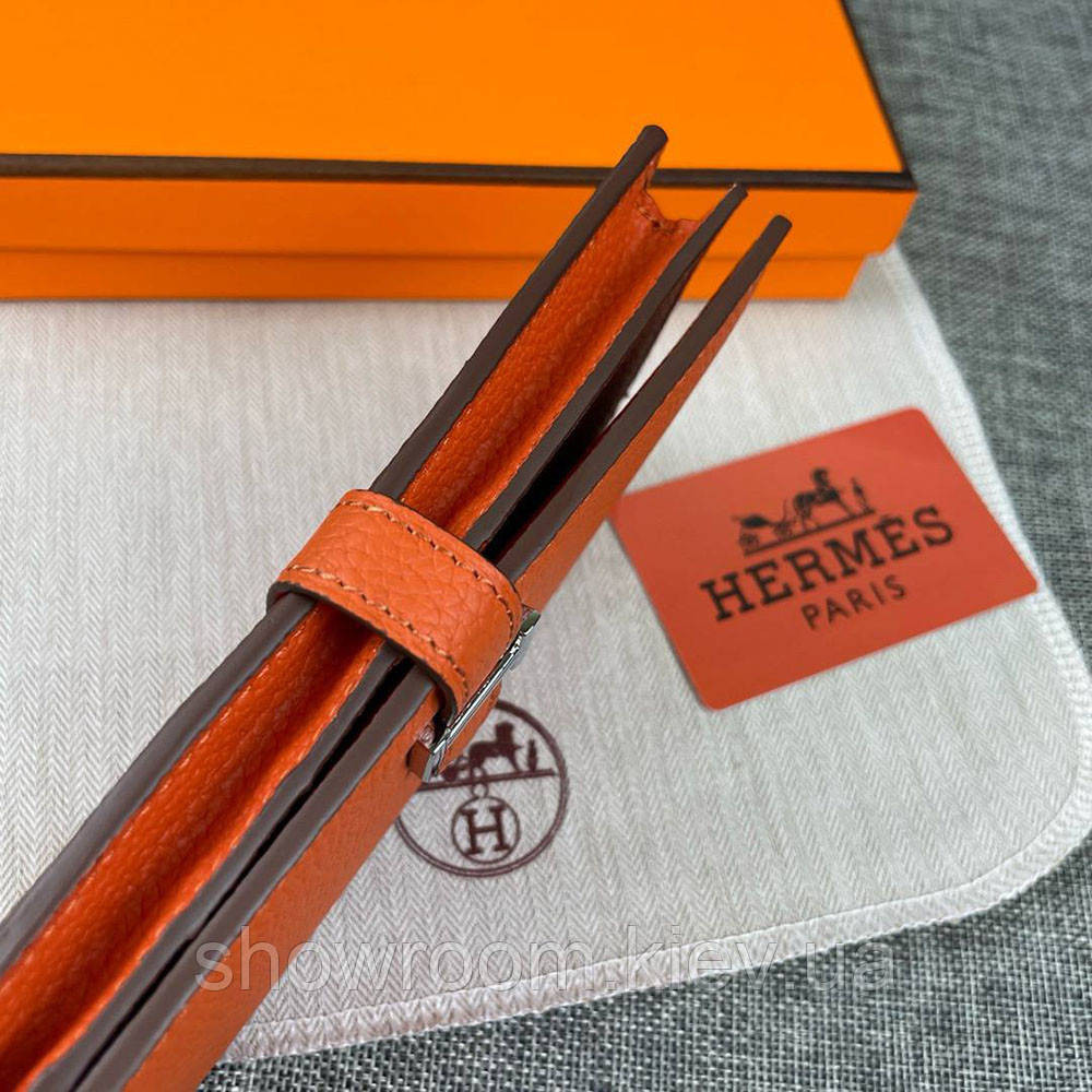 Жіночий оранжевий шкіряний гаманець Hermes (H-5123) Lux Київ - фото 5