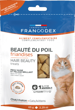 Ласощі для шкіри та шерсті Francodex (Франкодекс) для котів з лососем, 65 г Вінниця