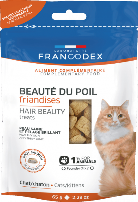 Ласощі для шкіри та шерсті Francodex (Франкодекс) для котів з лососем, 65 г Вінниця - фото 1