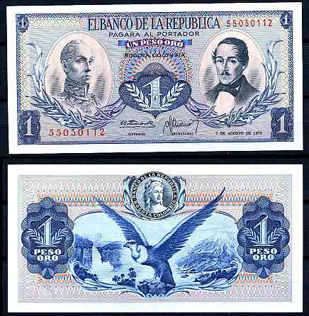 Колумбія 1 песо 1973год unc Полтава