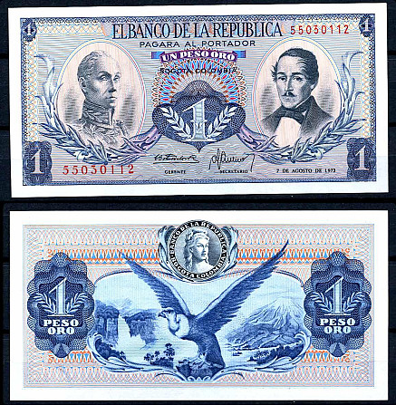 Колумбія 1 песо 1973год unc Полтава - фото 1