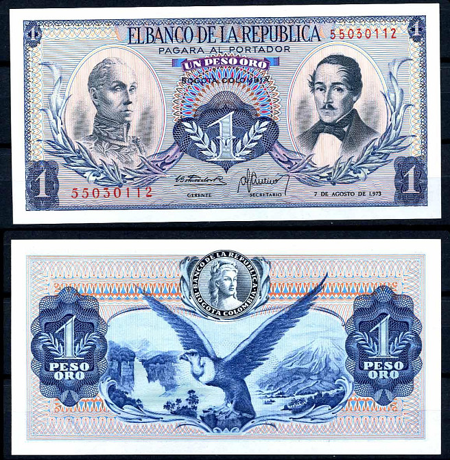 Колумбія 1 песо 1973год unc Полтава - фото 1