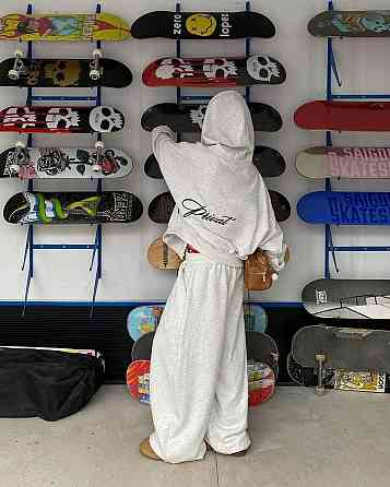 Жіночий теплий оверсайз костюм: худі з капюшоном і широкі штани з утяжкою тринитка на флісі Білий Одеса