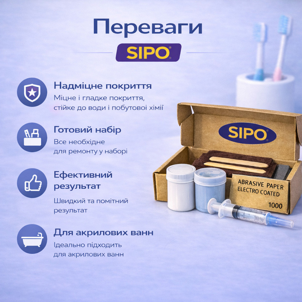 Ремкомплект для ванни Sipo— ремонт сколів і тріщин акрилових, сталевих і чавунних ванн Харків - фото 5