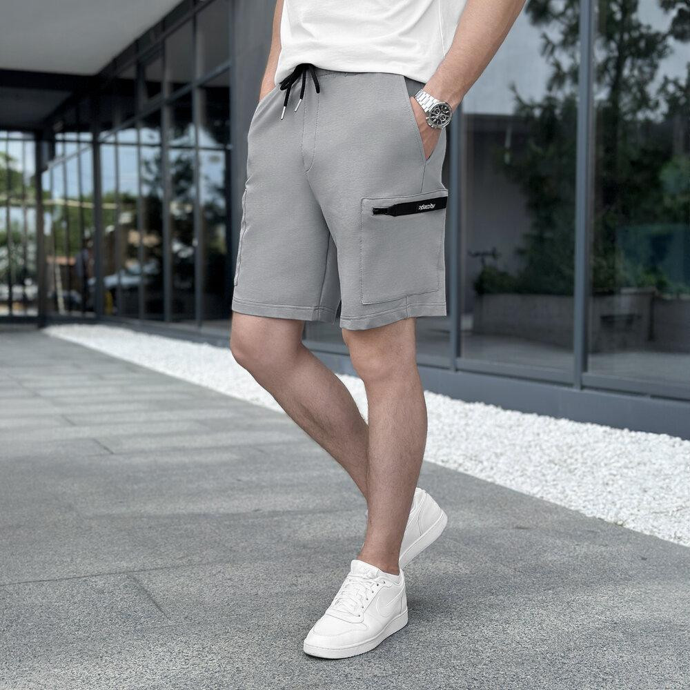 Легкие однотонные стальные мужские шорты Pobedov Line Киев - изображение 4