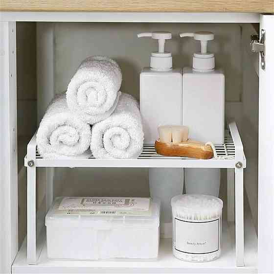 Кухонная дополнительная полочка, подставка, стеллаж в шкаф металлическая 33см White Винница