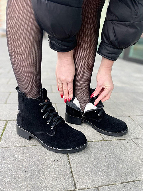 Черевики жіночі D and V чорні натуральна замша з хутром висота 12см підошва 3см (2979) Коломыя - изображение 7