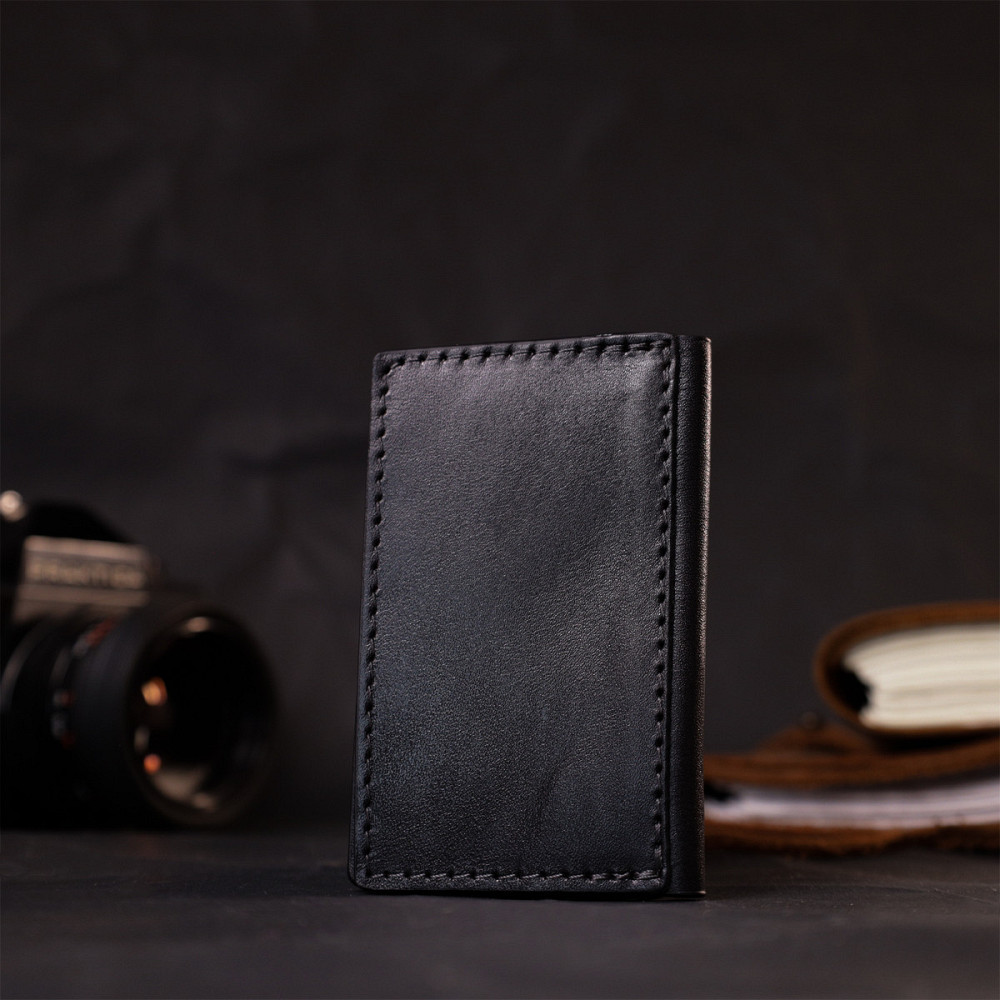 Картхолдер унісекс з тримачем для Apple AirTag з натуральної шкіри GRANDE PELLE 11607 Чорний Київ - фото 7