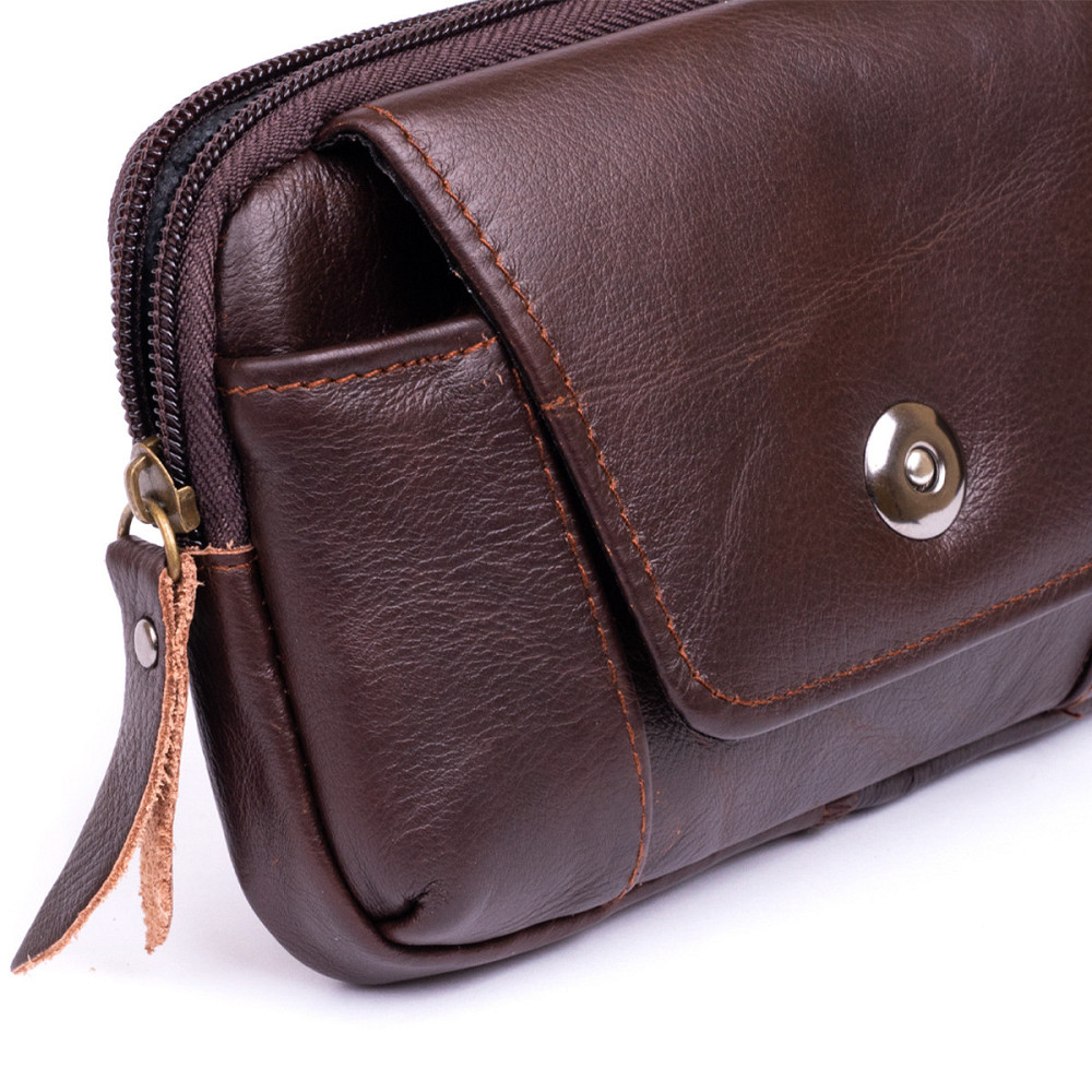 Горизонтальна барсетка на ремінь брюк шкіряна Vintage 20354 Коричнева Київ - фото 8