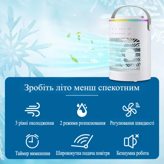 Вентилятор портативний 3в1 з ефектом кондиціонеру та зволожувача повітря Київ