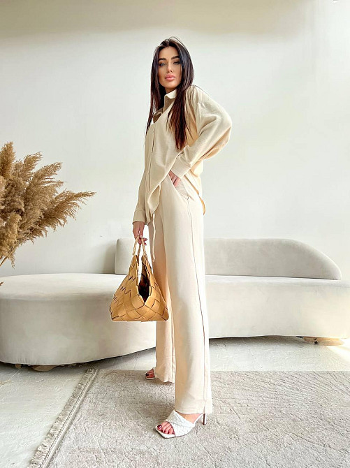 Женский стильный привлекательный костюм американский креп Бежевый, 42/44 Одесса - изображение 4