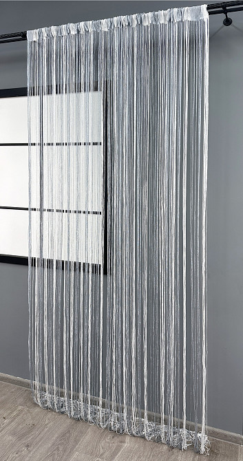 Шторы-нити с люрексом Белый с серым 300х300см 1 шт (61-106) Киев - изображение 4