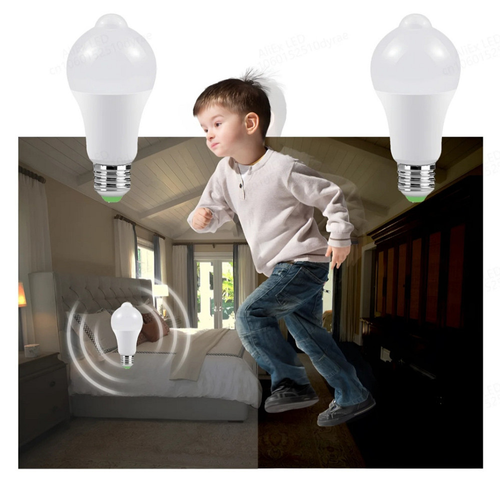 Cветодиодная лампочка Е 27 с датчиком движения 12W свет белый от 220 Киев - изображение 8