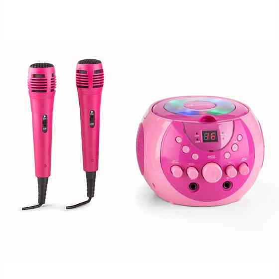 Портативна караоке-система SingSing LED На батарейках 2 мікрофони Рожевий (Німеччина, читати опис) Рівне