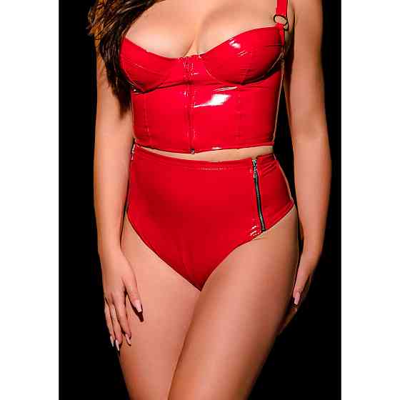 Трусики глянцевые OhMyG! Tokyo с молнией, красные, L/XL Sex Aura Киев
