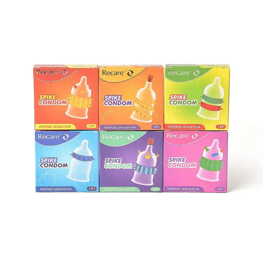 Насадка на член Recare Spike Condom Pink (презерватив с шариками и рядами шипов) Львов - изображение 9