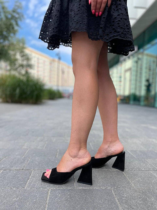 LIRIO Шльопанці сабо жіночі з натуральної замші на підборах чорні LIRIO L0260/8073-СТ-46 р. 35- Коломыя - изображение 7