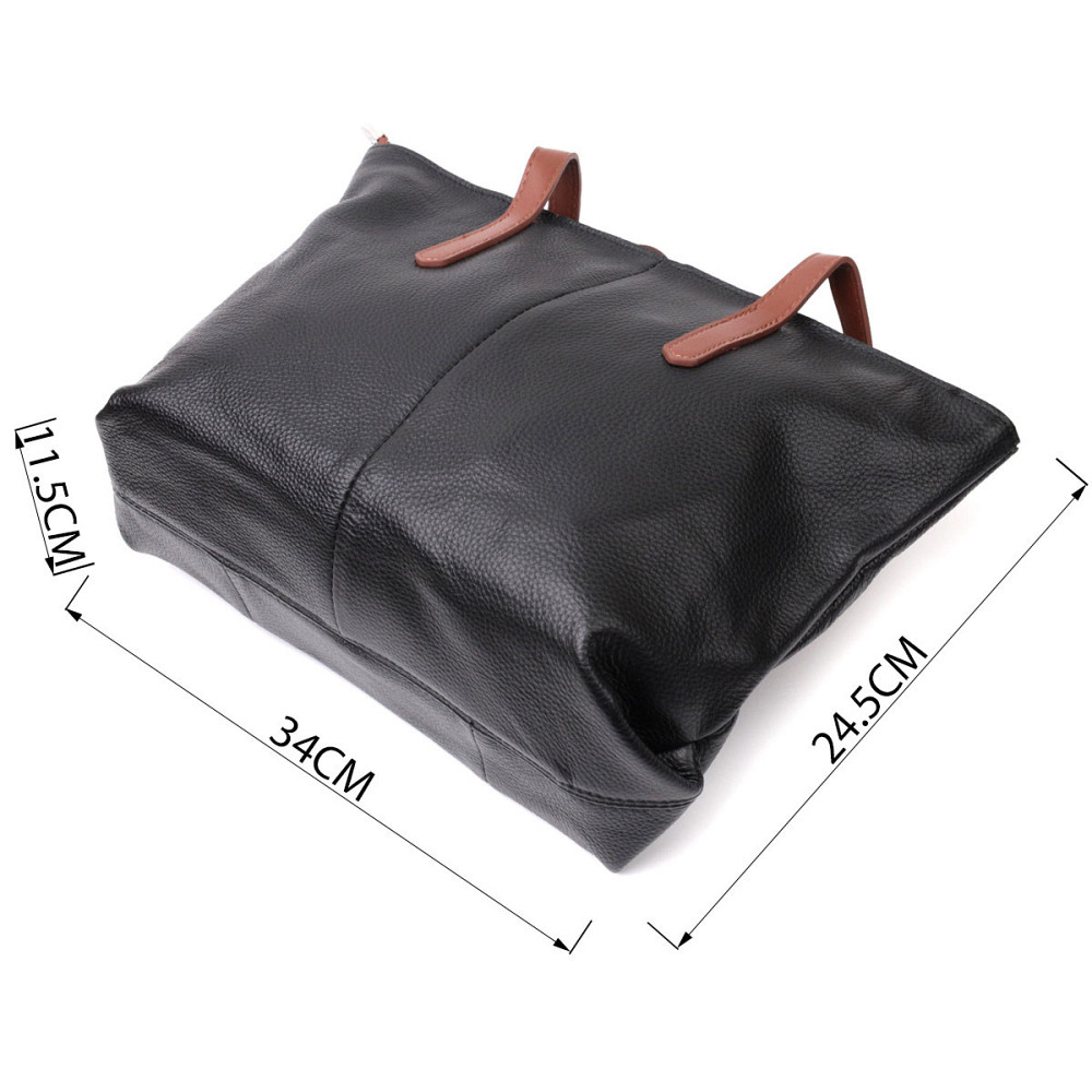 Вместительная сумка для женщин из натуральной кожи Vintage 22281 Черная Киев - изображение 3