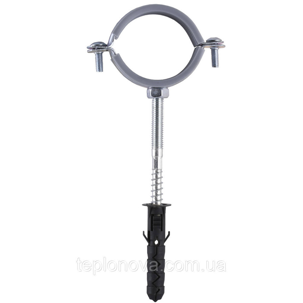 Хомут у зборі CR 1 1/2" (47-53мм) з гвинтом-шурупом 8*100 і дюбелем у уп., сірий Чернівці - фото 1