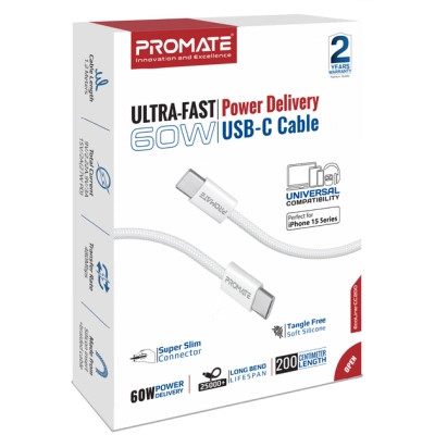 Дата кабель USB-C to Lightning ecoline-ci120.white Promate (ecoline-ci120.white) Винница - изображение 2