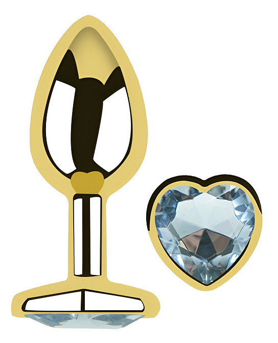 Анальна пробка з кристалом EGZO - Gold Heart Plug Clear size S Sex Aura Київ - фото 2