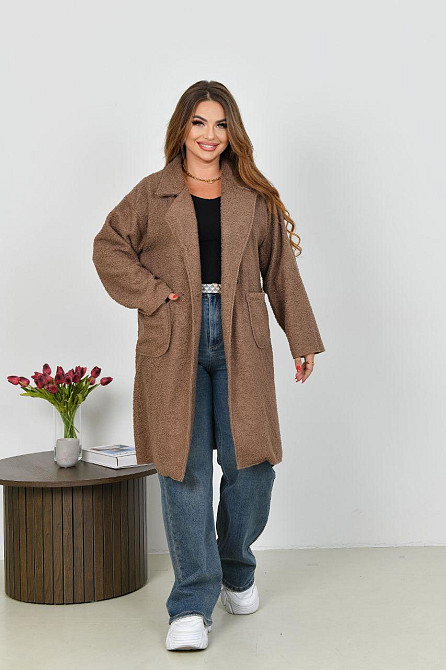 Жіноче стильне пальто з кишенями баранець на флісі Моко, 50/52 Одеса - фото 2