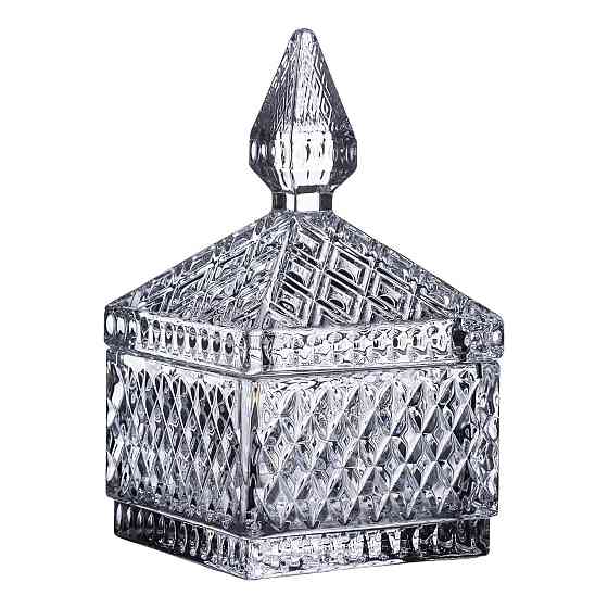 Цукерниця скляна з кришкою 8.5х8.5х15 см квадратна HP-YH-41 Коломия