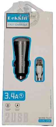 Автомобильное зарядное устройство USB x 2 Dekkin DK-36 / MicroUSB / DC5V-3.4A Днепр