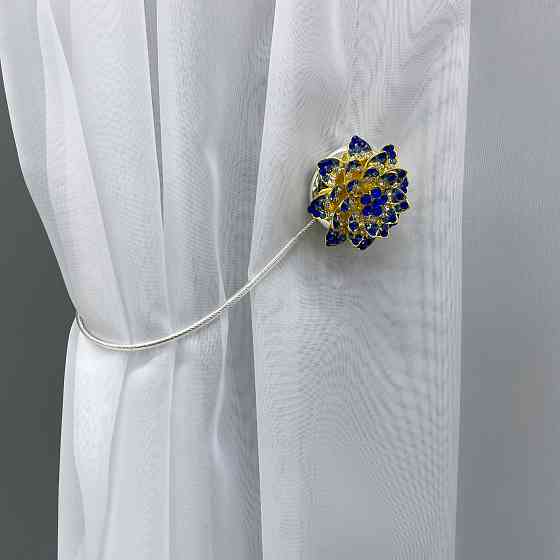 Магніти для штор та гардин "Flowers" набір 2 шт Синій з золотистим (81-207) Київ