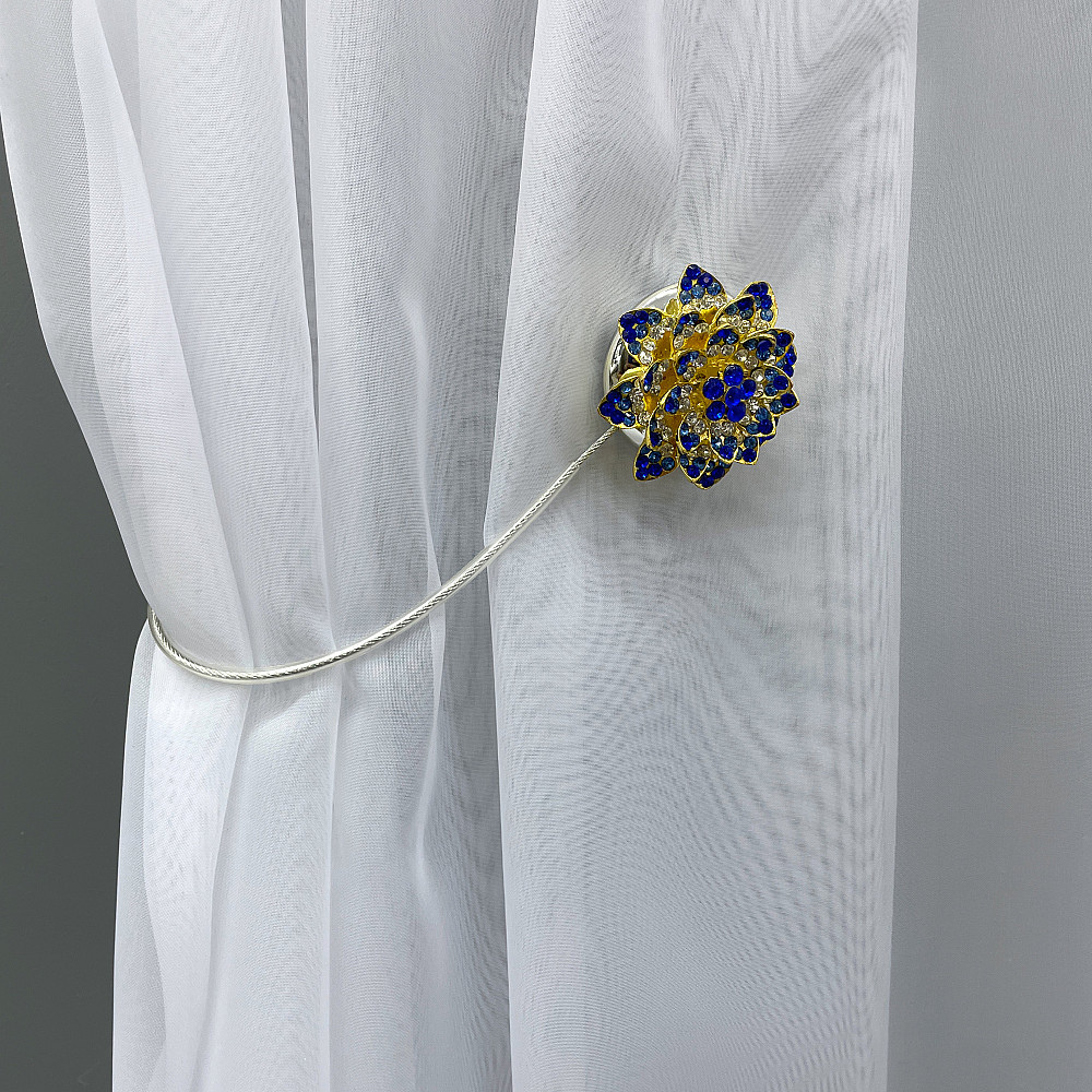 Магніти для штор та гардин "Flowers" набір 2 шт Синій з золотистим (81-207) Київ - фото 3