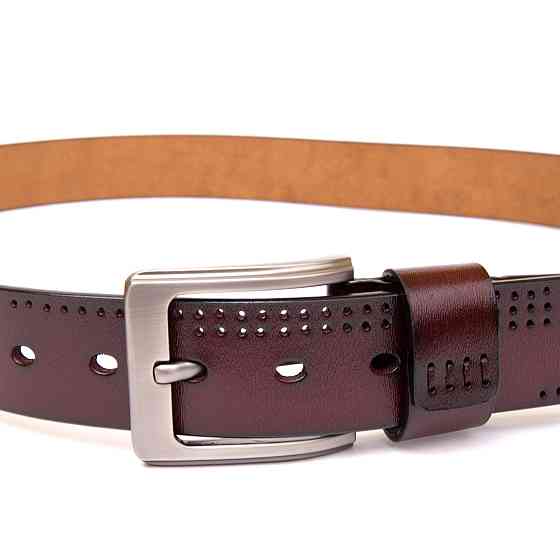 Ремень с дырками мужской Vintage 20381 Коричневый Киев