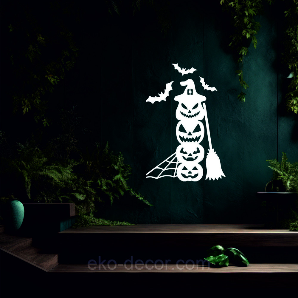 Декоративное настенное Панно «Хэллоуин - тыквы», Декор на стену 110*74 см, Белый Киев - изображение 4