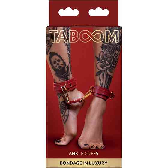 Поножі з карабінами Taboom червоні, золотиста фурнітура Sex Aura Київ