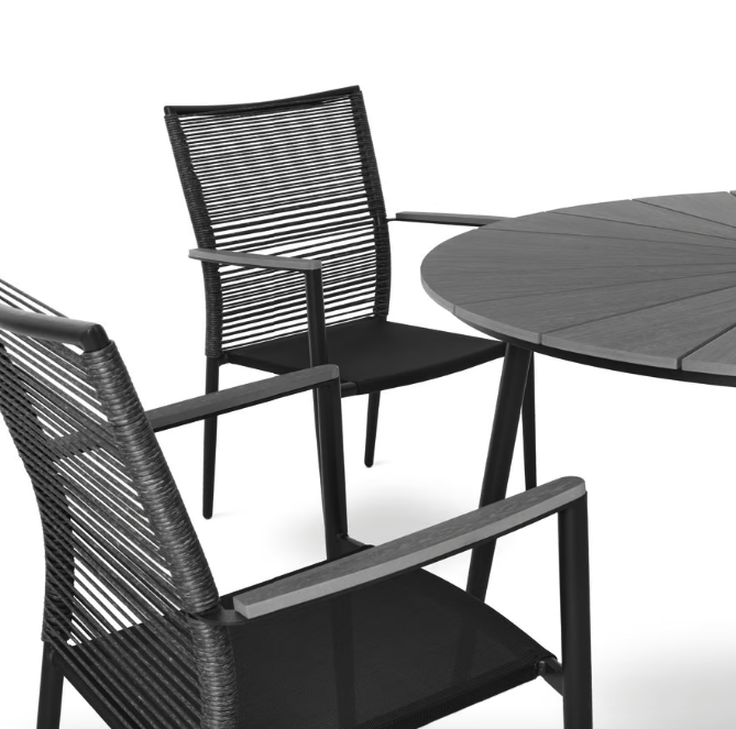 Комплект садових меблів Di Volio Arona 6+1 чорний/сірий Київ - фото 7