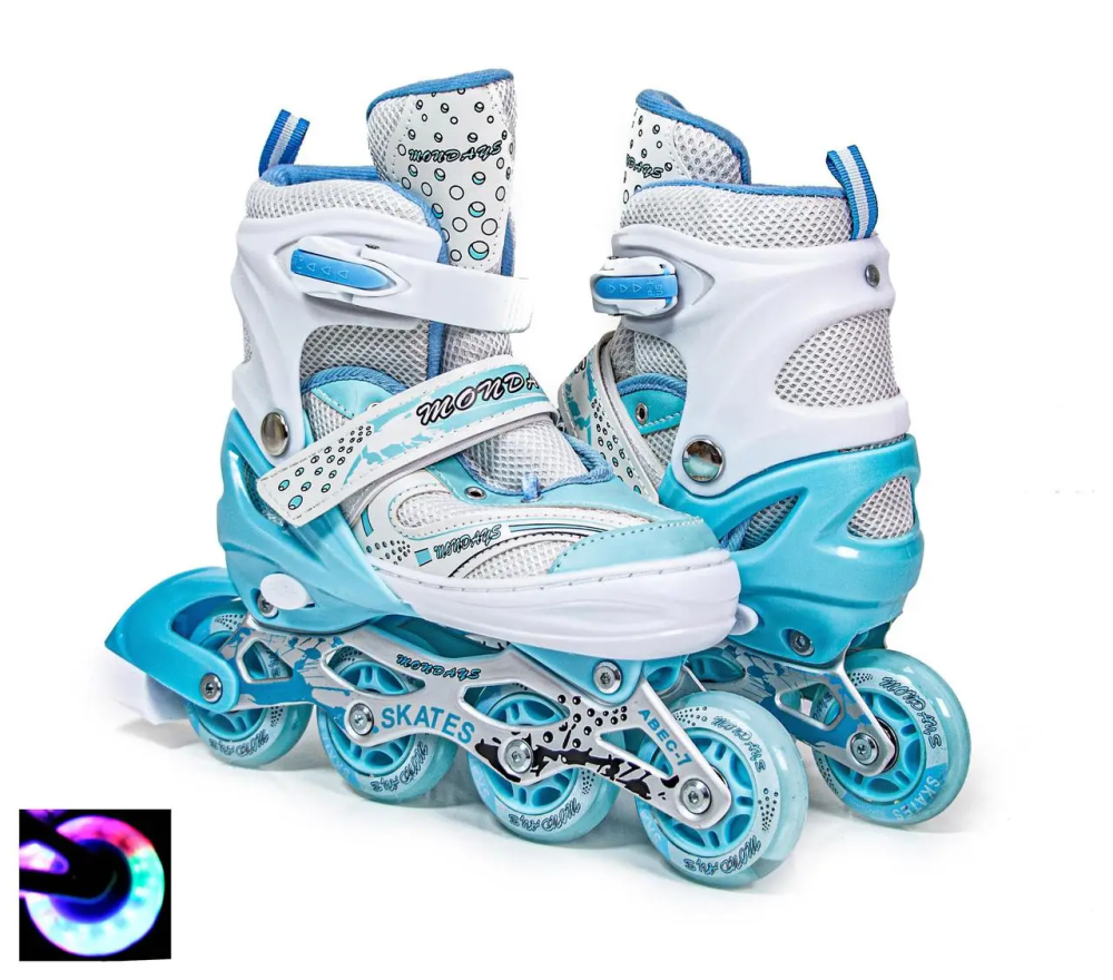 Ролики + наколенники + налокотники + защита на ладони Happy Бирюзовые, размер 34-38 Одесса - изображение 3