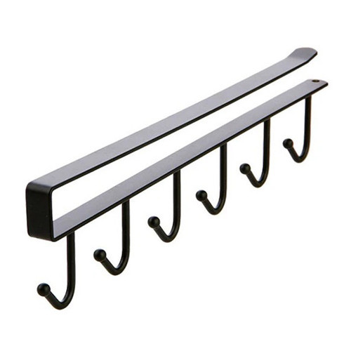 Металева вішалка з 6 гачками для одягу та посуду, підвісна, чорна Київ - фото 1