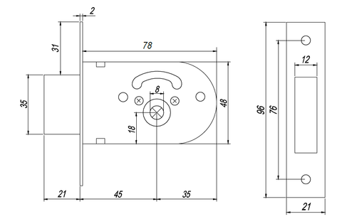 Замок врізний APECS 89-К Харків - фото 3