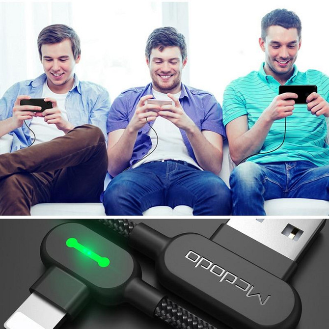 Кабель Lightning Mcdodo з двостороннім USB роз'ємом LED індикацією для заряджання і передачі даних (Чорний, 3м) Николаев - изображение 8