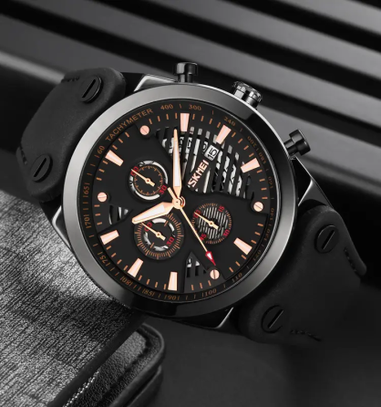 Мужские классические наручные часы Skmei 9282 (Черные с черным дисплеем) Винница