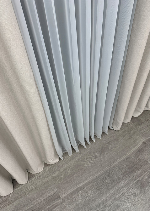 Шторна тканина Шеніл однотонний колір димчасто-білий 1698ш Київ - фото 6