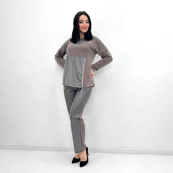 Повсякденний костюм з блискавками "Skylar" оптом | Норма і батал | Розпродаж моделі Какао, 46-48 Київ