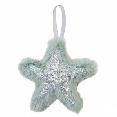 Ялинкова іграшка YES! Fun зірка пухнаста ментолова з декором, 16*16 см (973539) Вінниця - фото 1