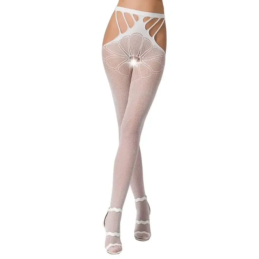 Еротичні колготки-бодістокінг Passion S001 white, з доступом і з відкритими стегнами Львів - фото 1