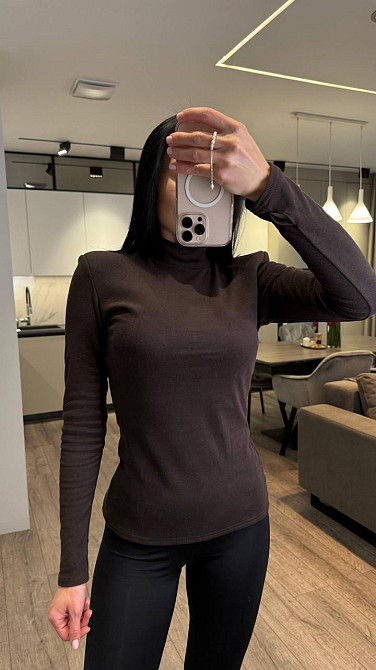 Жіночий базовий теплий гольф-термотрикотаж пума Шоколад Одеса - фото 4